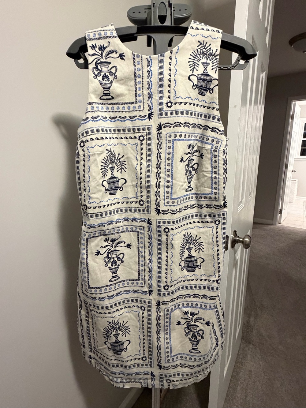 H&M Cream Dress with Navy Blue Print-NWT IN STORES NOW